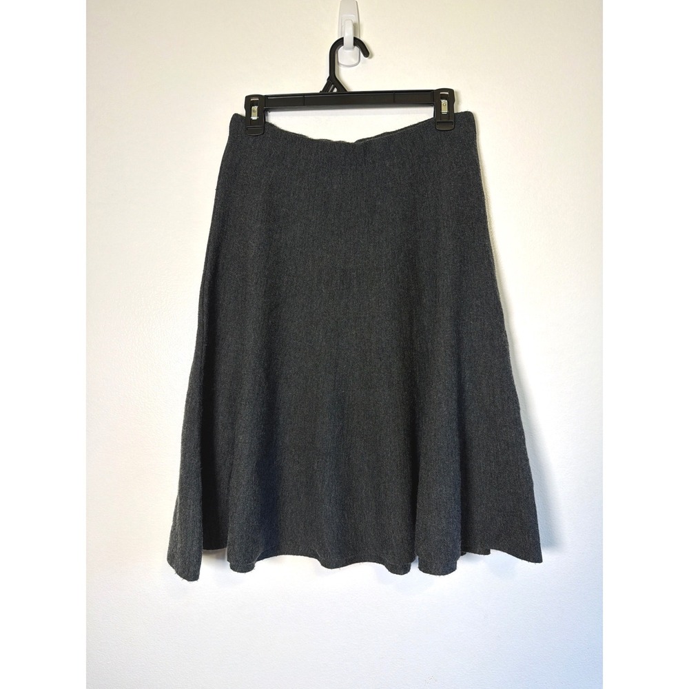 Maeve Anthropologie Gray Wool Blend Knit A-Line Skirt Small Flare Pull On Office